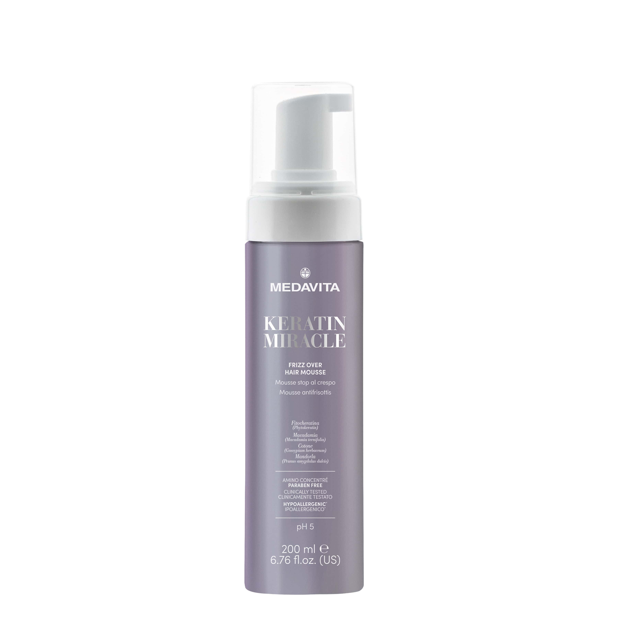 Незмивний мус проти пухнастості волосся Medavita Keratin Miracle